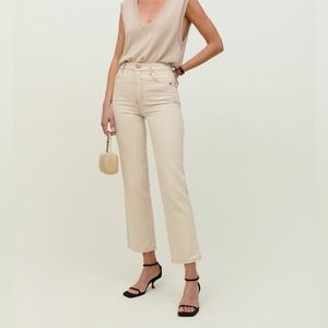 Reformation Cowboy High Rise Straight Jeans - Almond